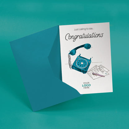 ‘Phone Calling’ Personalised Corporate Branded New Job Greeting Cards image 2