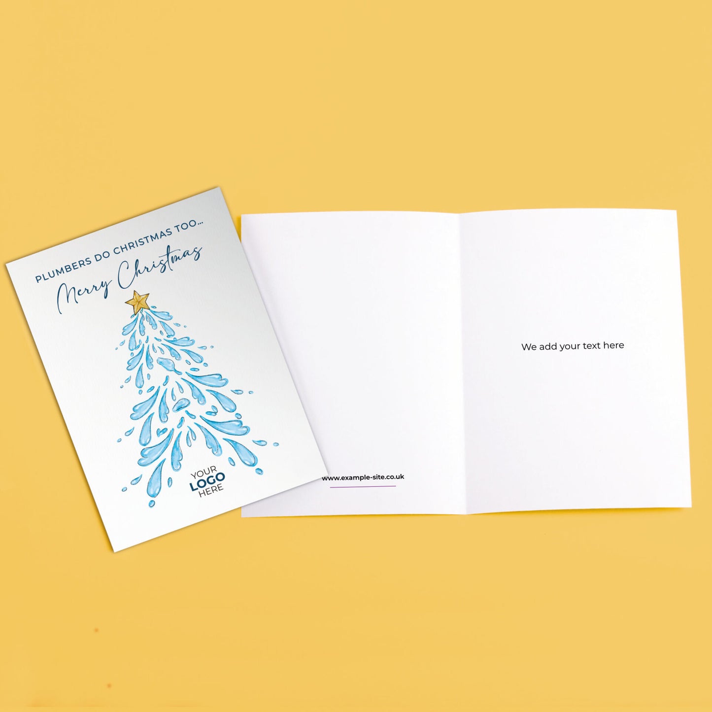 Water Christmas Tree' Personalised Corporate Branded Trades People Greeting Cards image 3