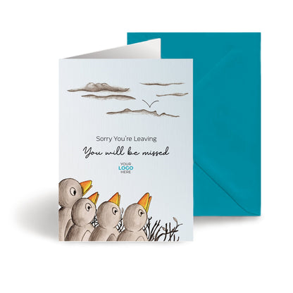‘Birds In Nest’ Personalised Corporate Branded Leaving Greeting Cards image 0