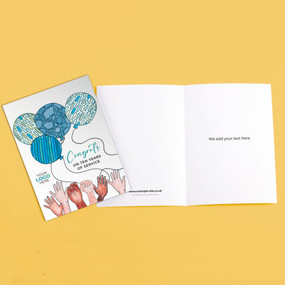 ‘Balloons & Hands’ Personalised Corporate Branded Anniversary Greeting Cards image 3