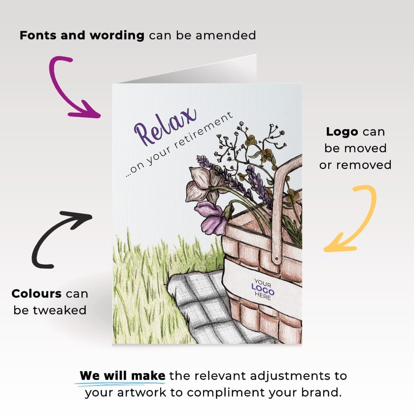 ‘Picnic Basket’ Personalised Corporate Branded Retirement Greeting Cards image 1