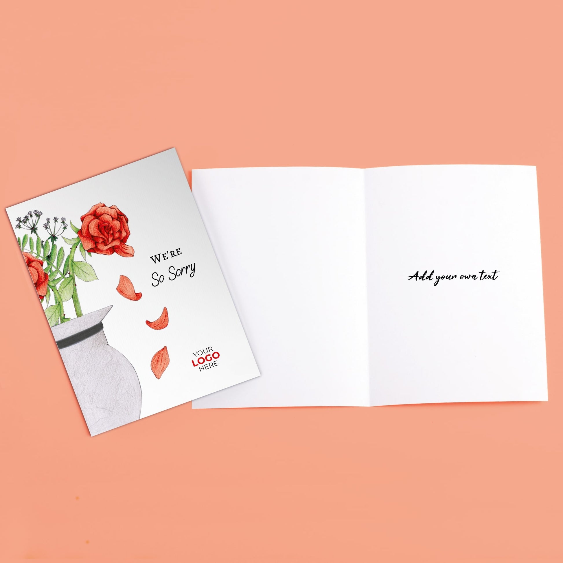 ‘Falling Petals’ Personalised Corporate Branded Sorry Greeting Cards image 3