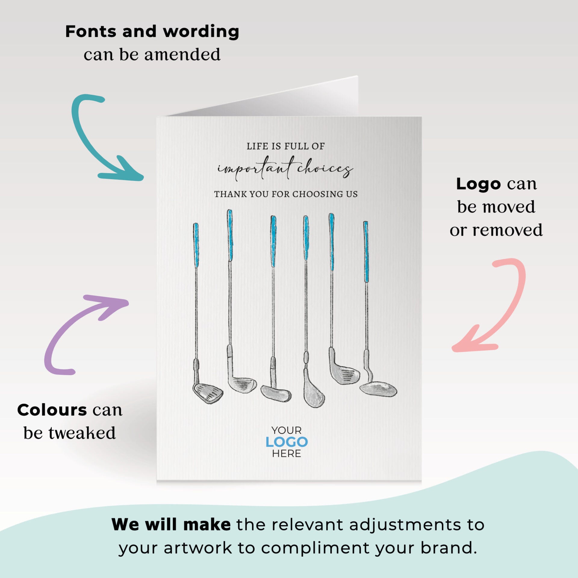 Golf Clubs’ Personalised Corporate Branded Coaching Greeting Cards image 1
