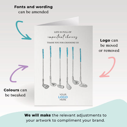 Golf Clubs’ Personalised Corporate Branded Coaching Greeting Cards image 1