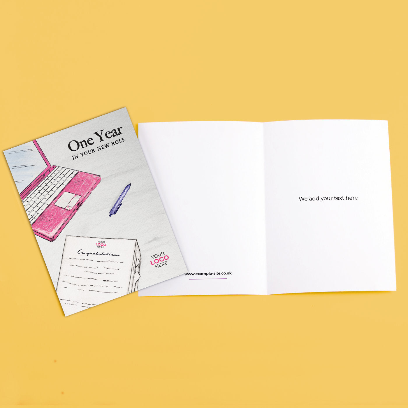 ‘Documents & Laptop’ Personalised Corporate Branded Anniversary Greeting Cards image 3