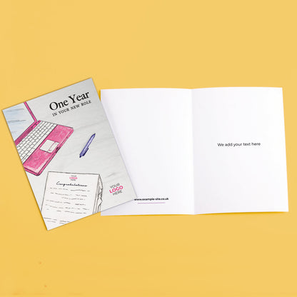 ‘Documents & Laptop’ Personalised Corporate Branded Anniversary Greeting Cards image 3