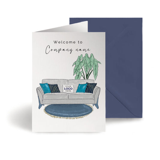 ‘Luxury Sofa’ Personalised Corporate Branded Welcome Greeting Cards image 0