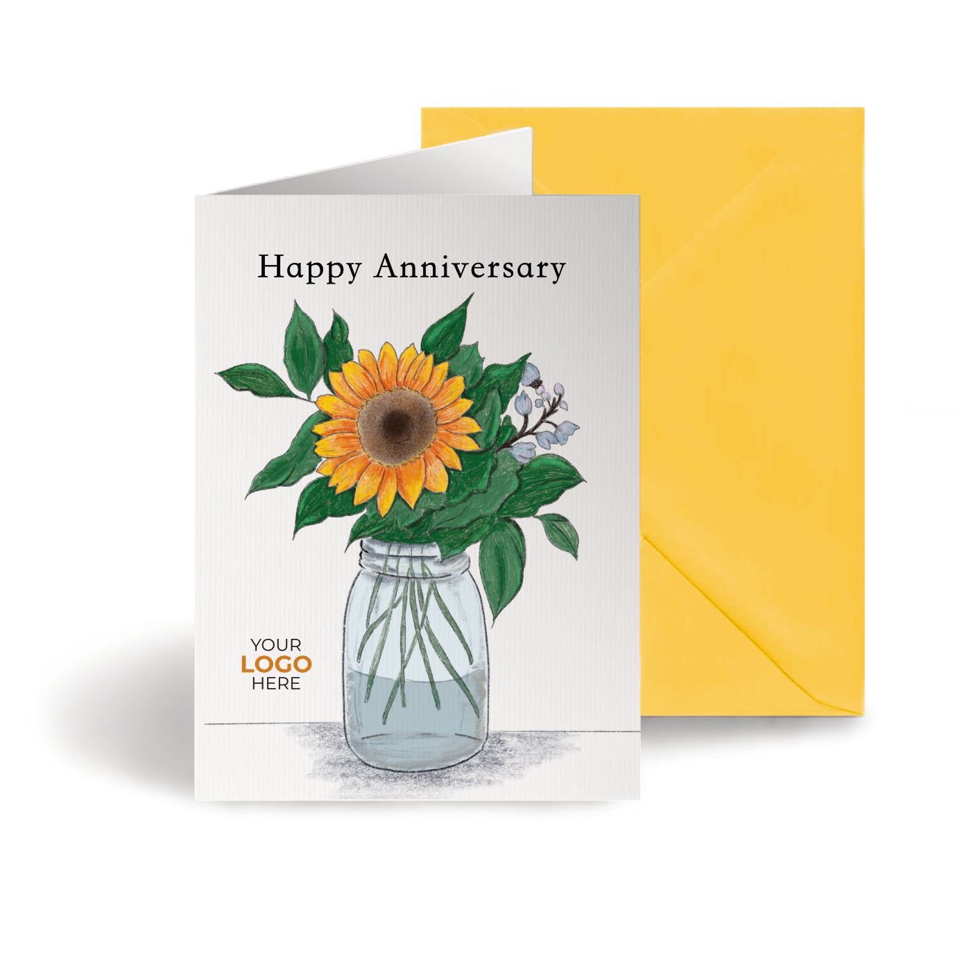 ‘Sunflower’ Personalised Corporate Branded Anniversary Greeting Cards image 0