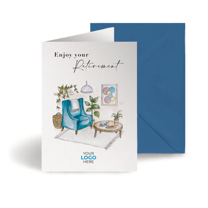 Cosy Living Room’ Personalised Corporate Branded Retirement Greeting Cards image 0