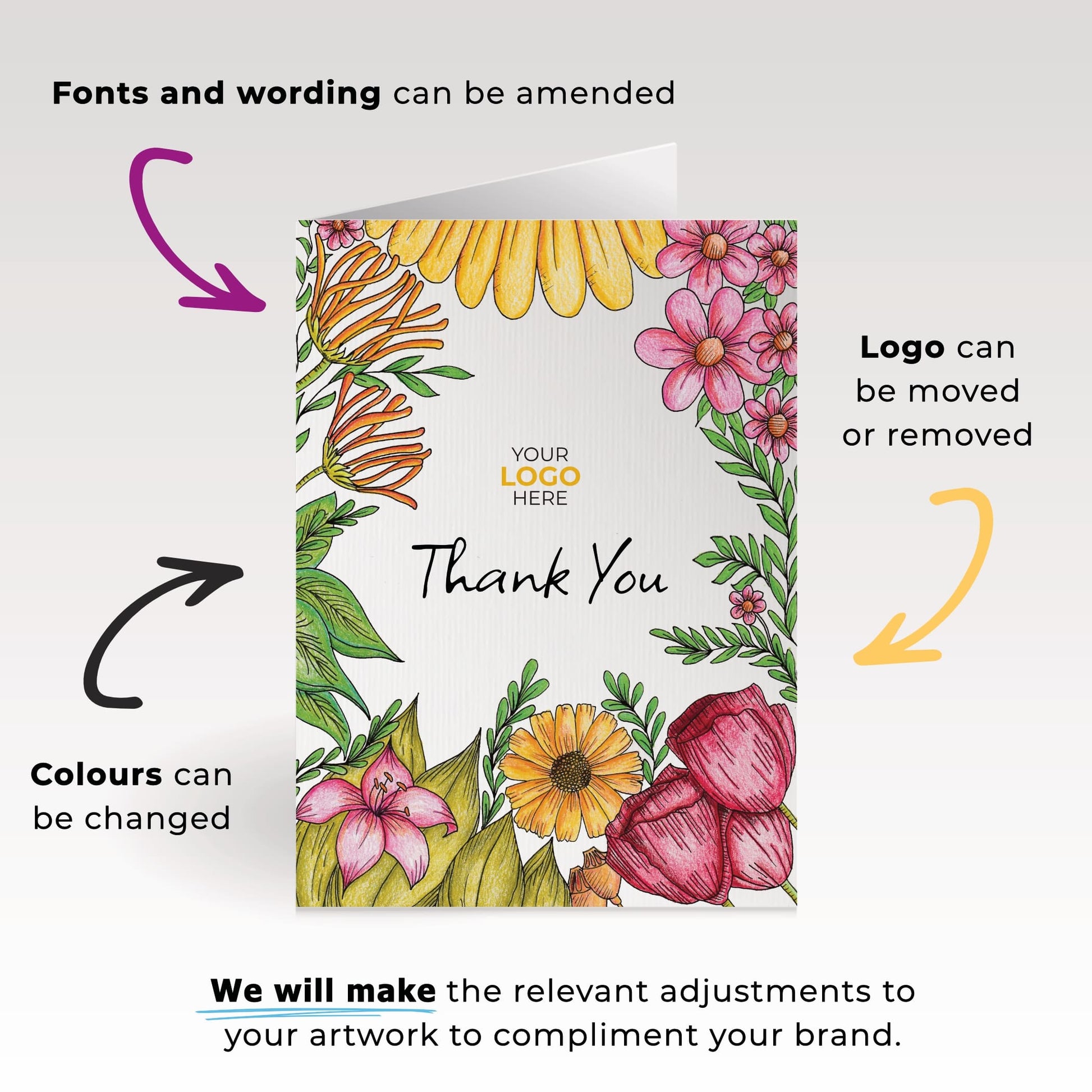 Floral Garden' Personalised Corporate Branded Floral Greeting Cards image 1