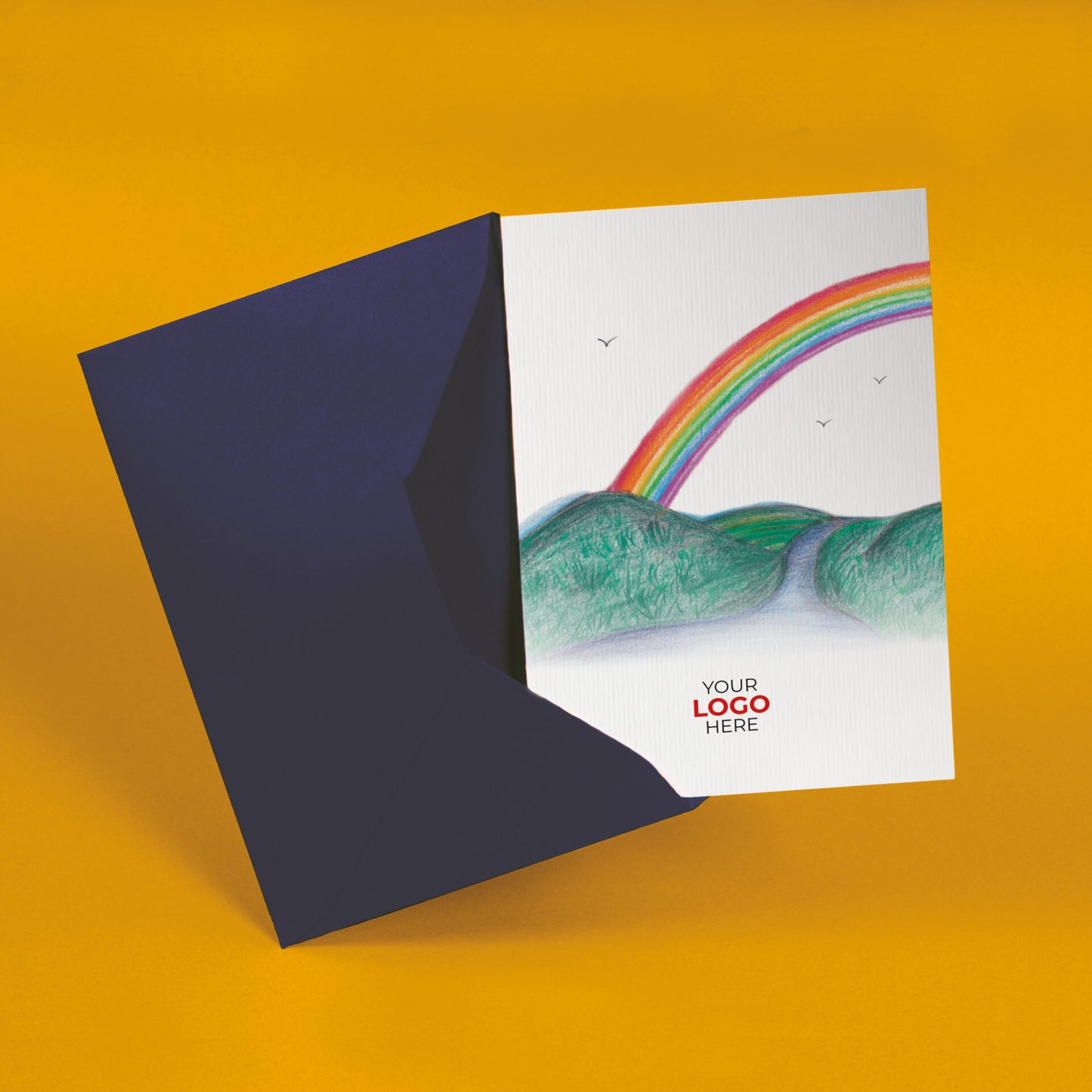 ‘Rainbow’ Personalised Corporate Branded Open Greeting Cards image 2