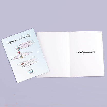 ‘Birds In Clouds’ Personalised Corporate Branded Travel Greeting Cards image 2