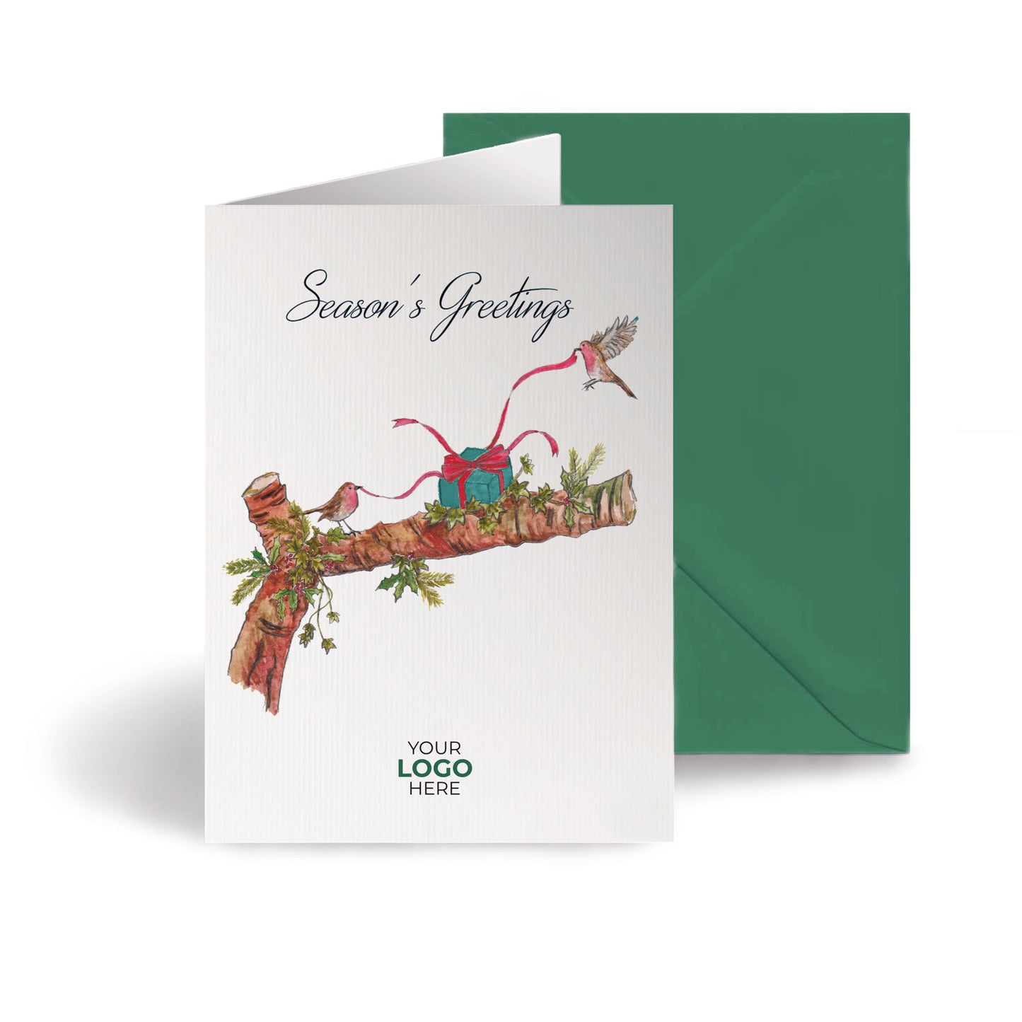 ‘Birds Opening Gifts’  Customised Corporate Christmas Cards image 0