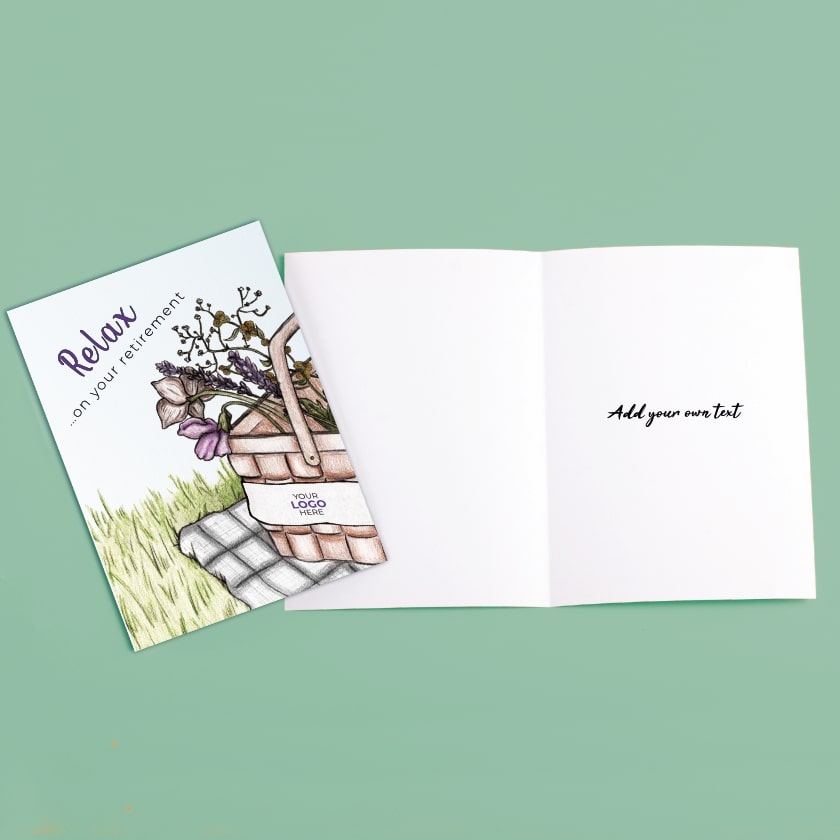 ‘Picnic Basket’ Personalised Corporate Branded Retirement Greeting Cards image 2