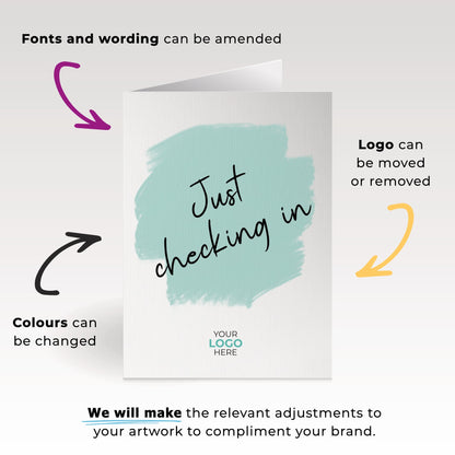 ‘Coloured Swipe’ Personalised Corporate Branded Checking In Greeting Cards image 1
