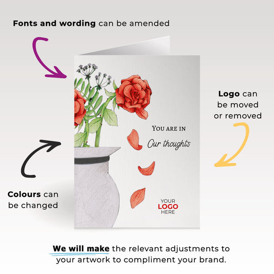 ‘Falling Petals’ Personalised Corporate Branded Thinking of You Greeting Cards image 1