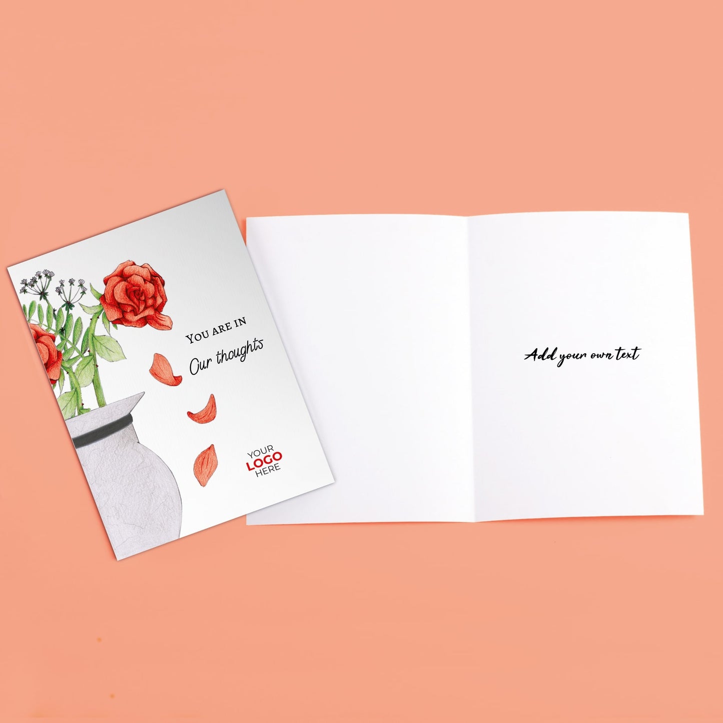 ‘Falling Petals’ Personalised Corporate Branded Thinking of You Greeting Cards image 3