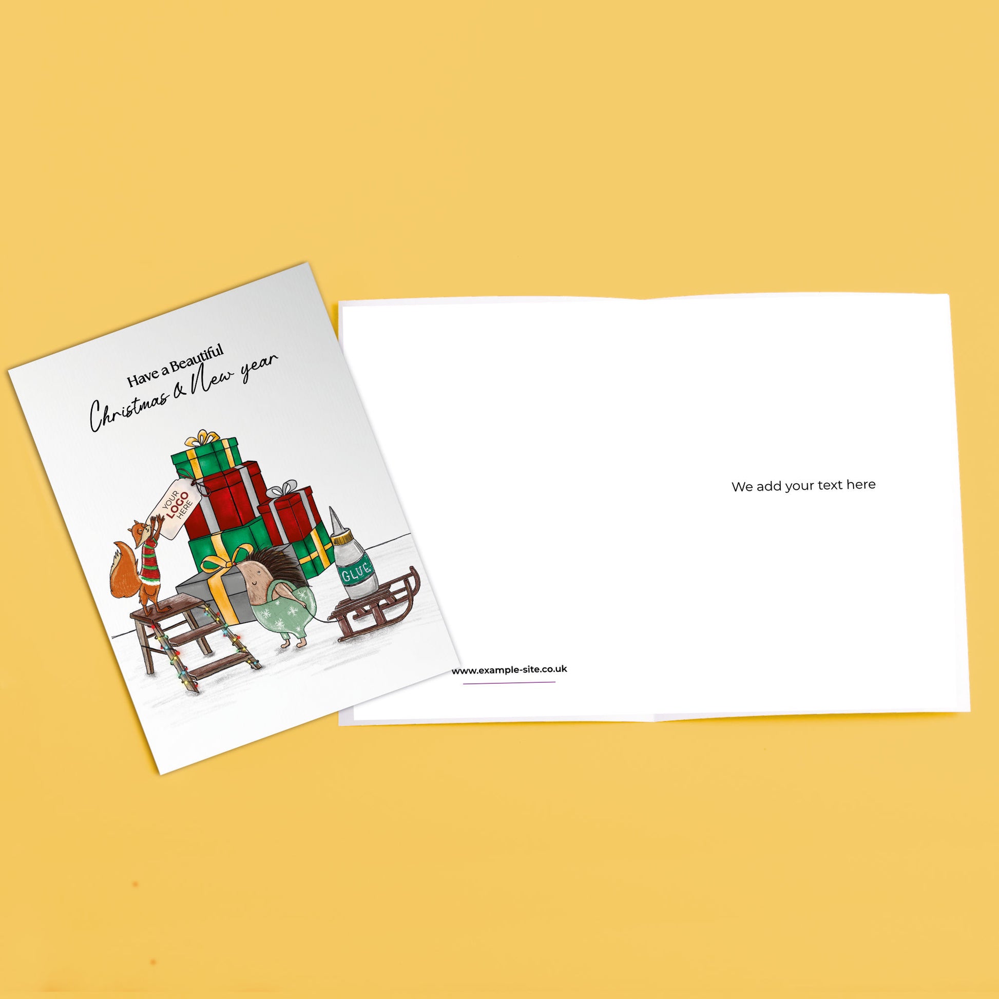 ‘Stacking Gifts' Personalised Company Christmas Cards image 3