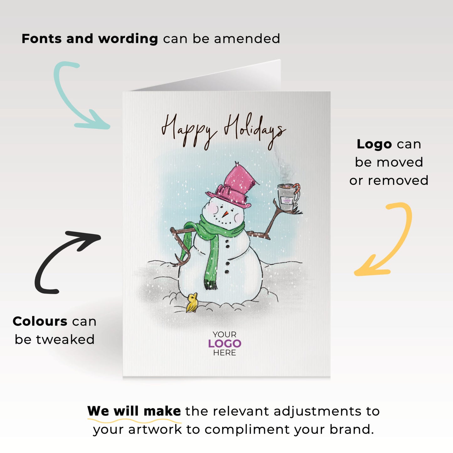 Snowman with Cocoa' Branded Christmas Cards image 1