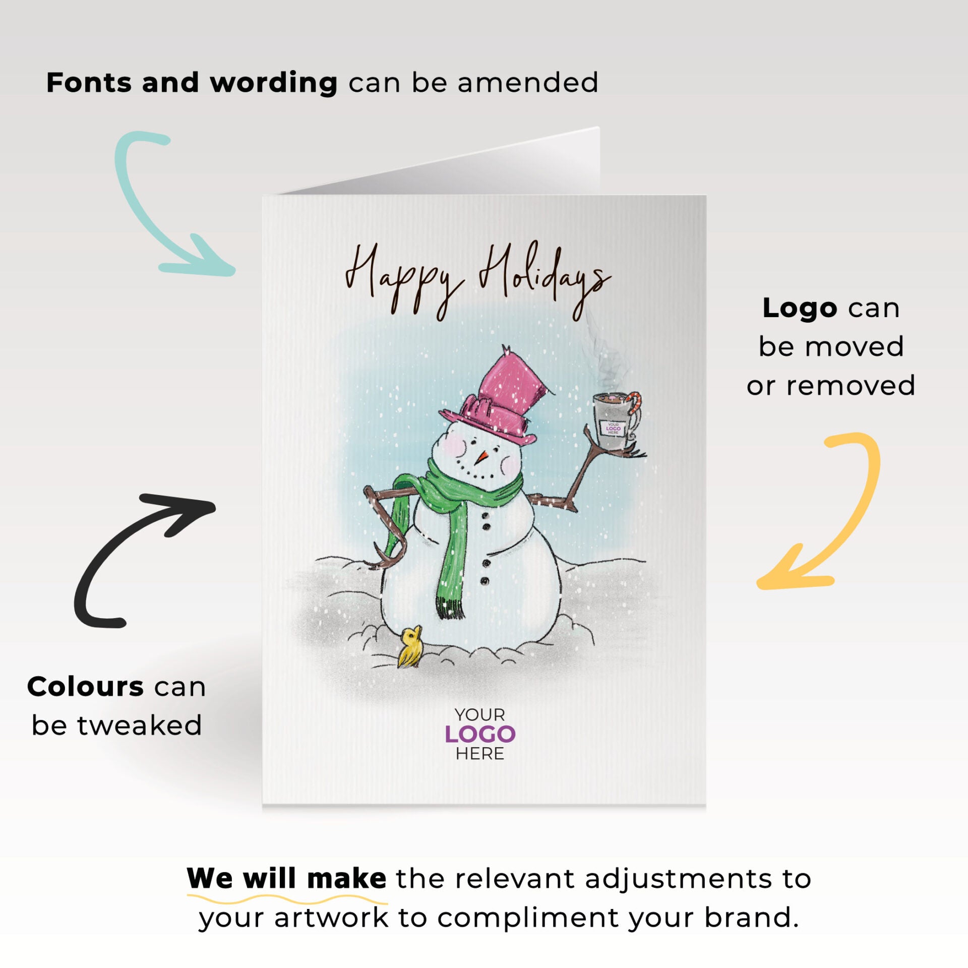 Snowman with Cocoa' Branded Christmas Cards image 1