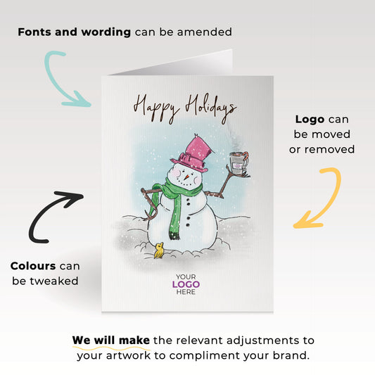 Snowman with Cocoa' Branded Christmas Cards image 1