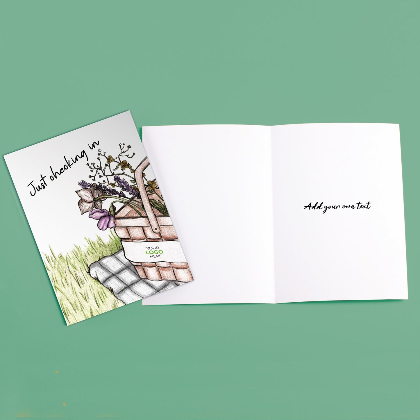 ‘Picnic Basket’ Personalised Corporate Branded Checking In Greeting Cards image 2