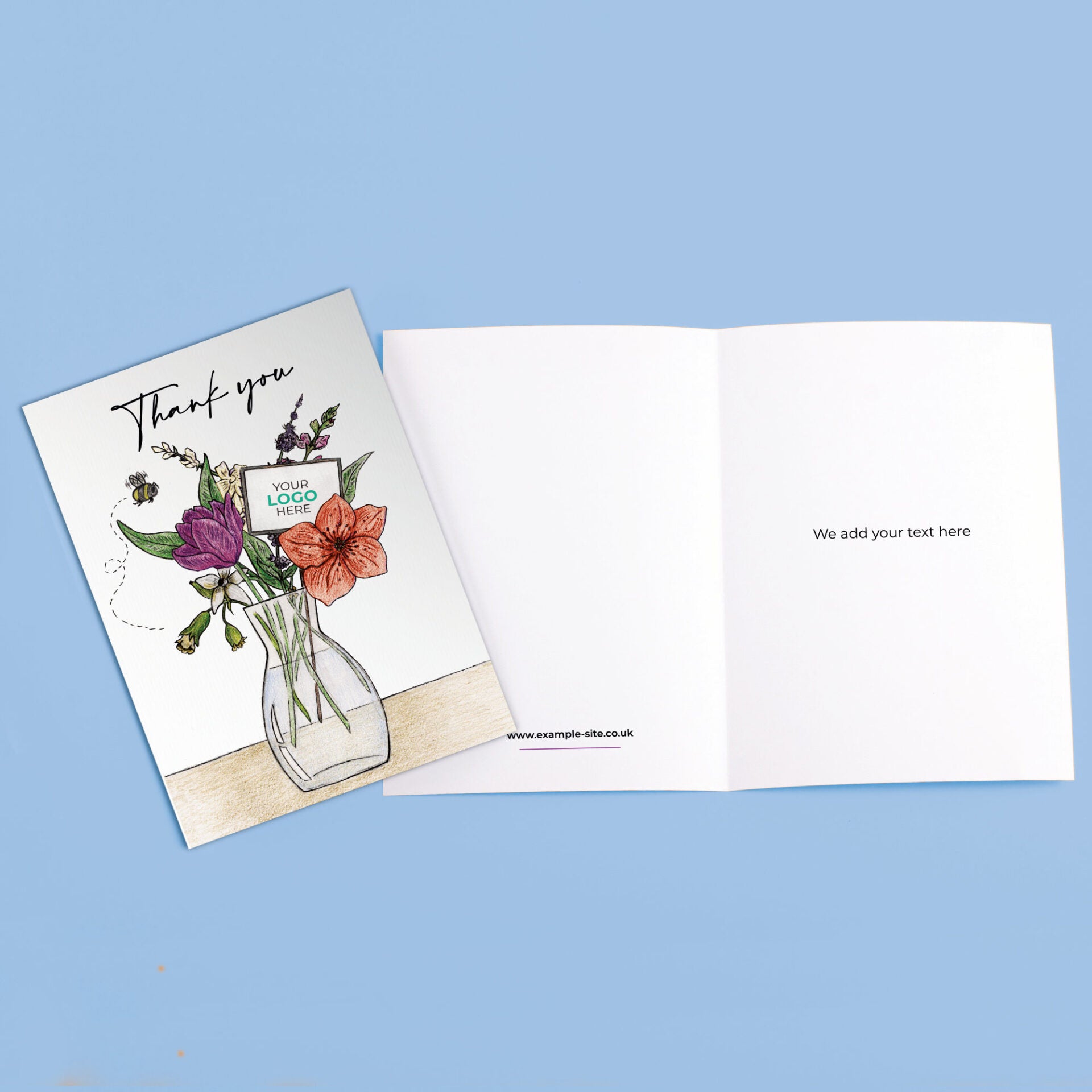 ‘Vase of Flowers’ Personalised Corporate Branded Floral Greeting Cards image 3