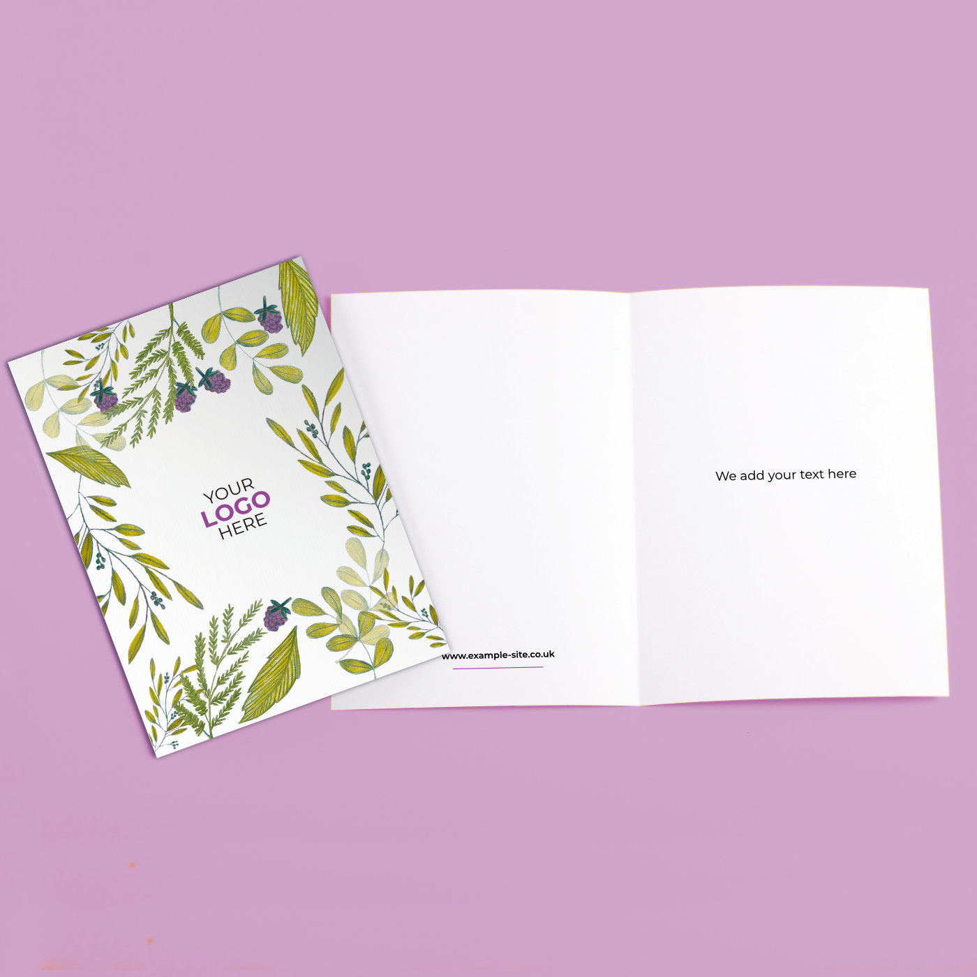 ‘Blackberries & Leaves' Personalised Corporate Branded Floral Greeting Cards image 3