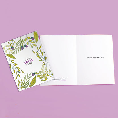 ‘Blackberries & Leaves' Personalised Corporate Branded Floral Greeting Cards image 3