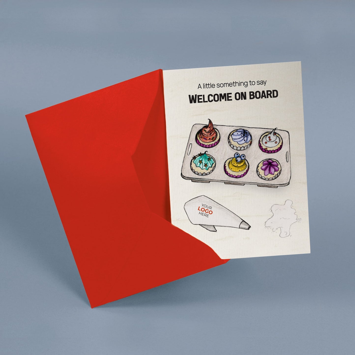 ‘Cupcakes in a Tray’ Personalised Corporate Branded Welcome Greeting Cards image 2
