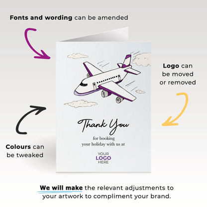 ‘Plane’ Personalised Corporate Branded Travel Greeting Cards image 1