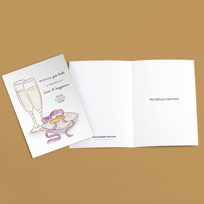 ‘Wedding Rings' Personalised Corporate Branded Wedding Greeting Cards image 3