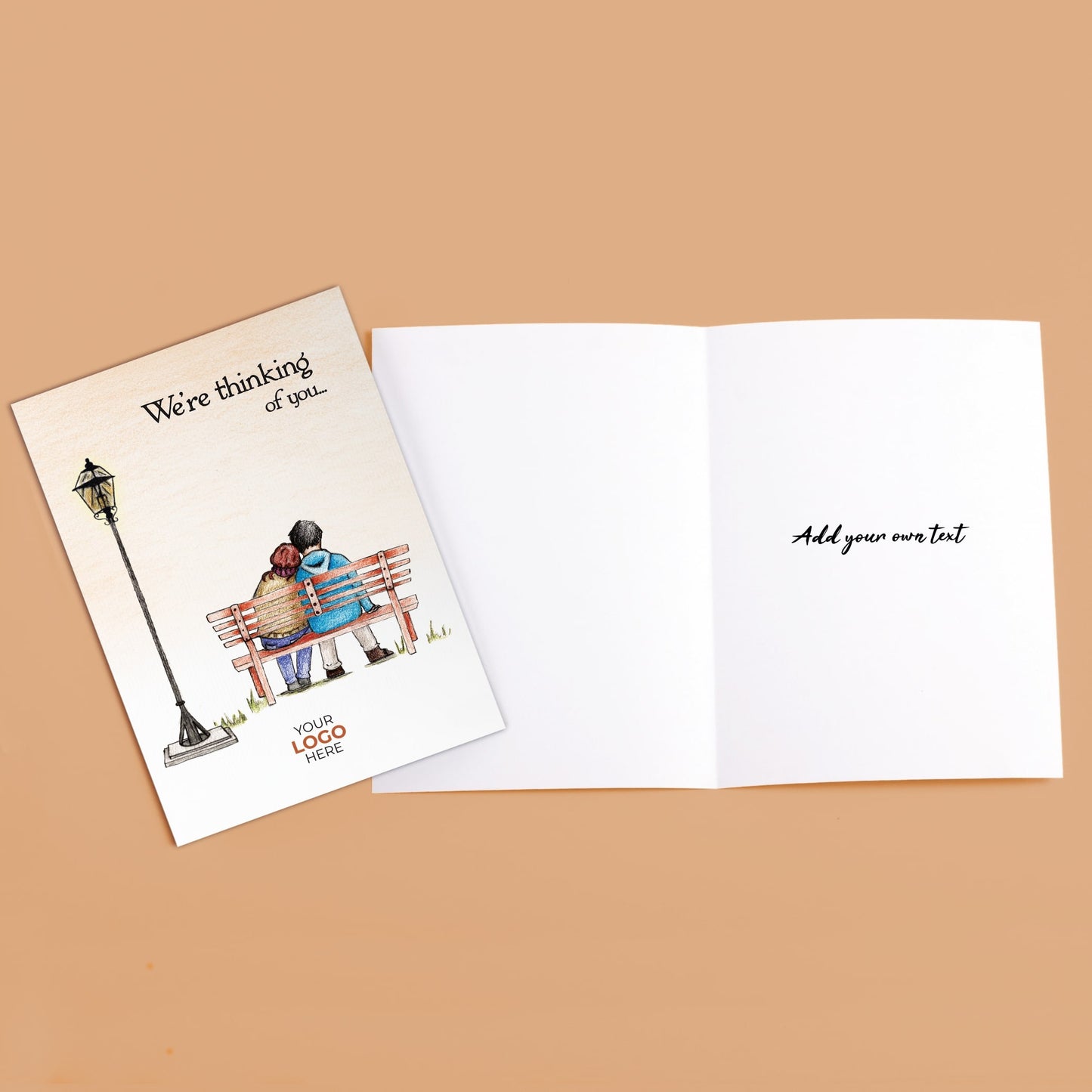 ‘Park Bench’ Personalised Corporate Branded Thinking of You Greeting Cards image 3