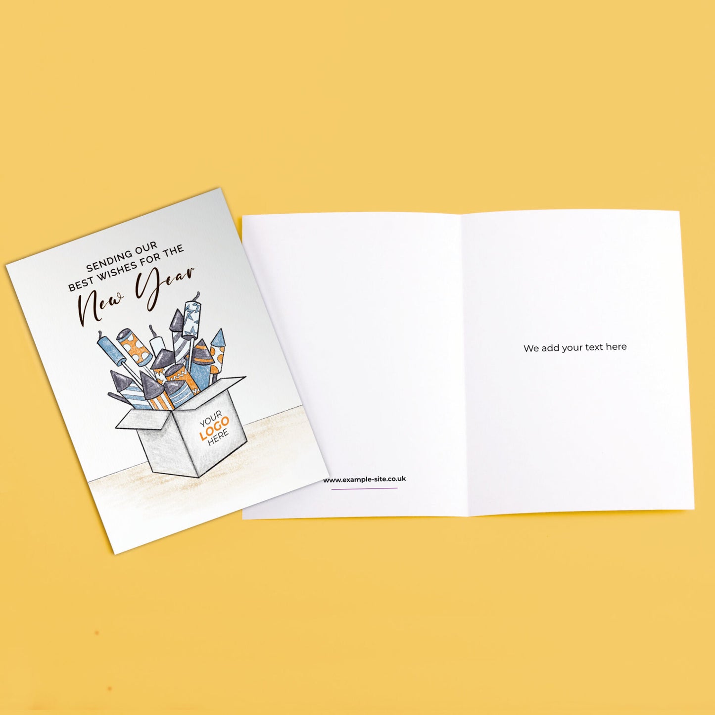 Fireworks in a Box' Personalised Corporate Branded New Year Greeting Cards image 3