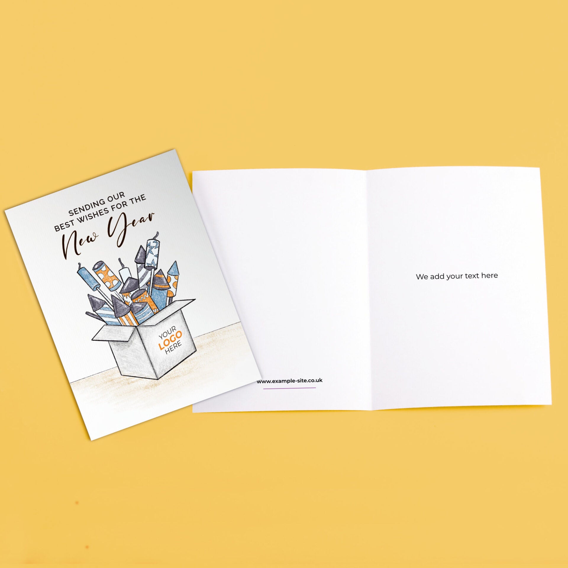 Fireworks in a Box' Personalised Corporate Branded New Year Greeting Cards image 3