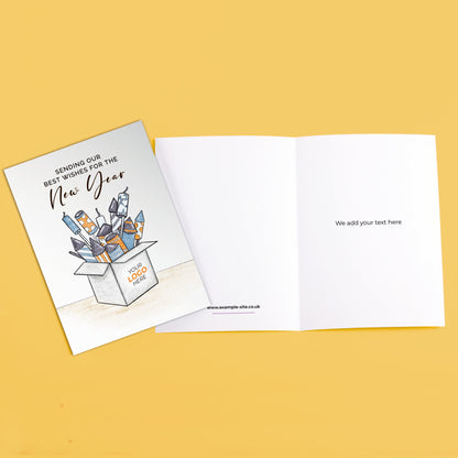 Fireworks in a Box' Personalised Corporate Branded New Year Greeting Cards image 3