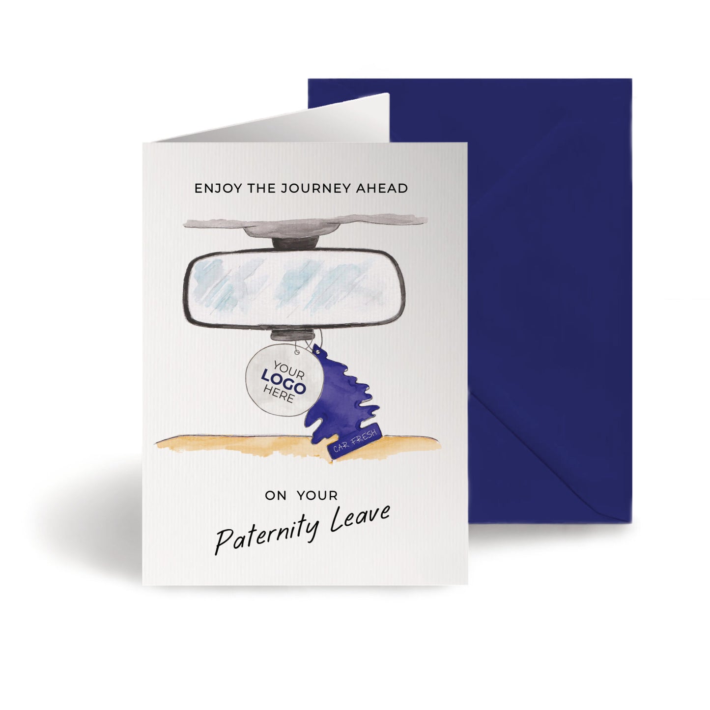 ‘Rear View Mirror’ Personalised Corporate Branded Maternity/Paternity Greeting Cards image 0
