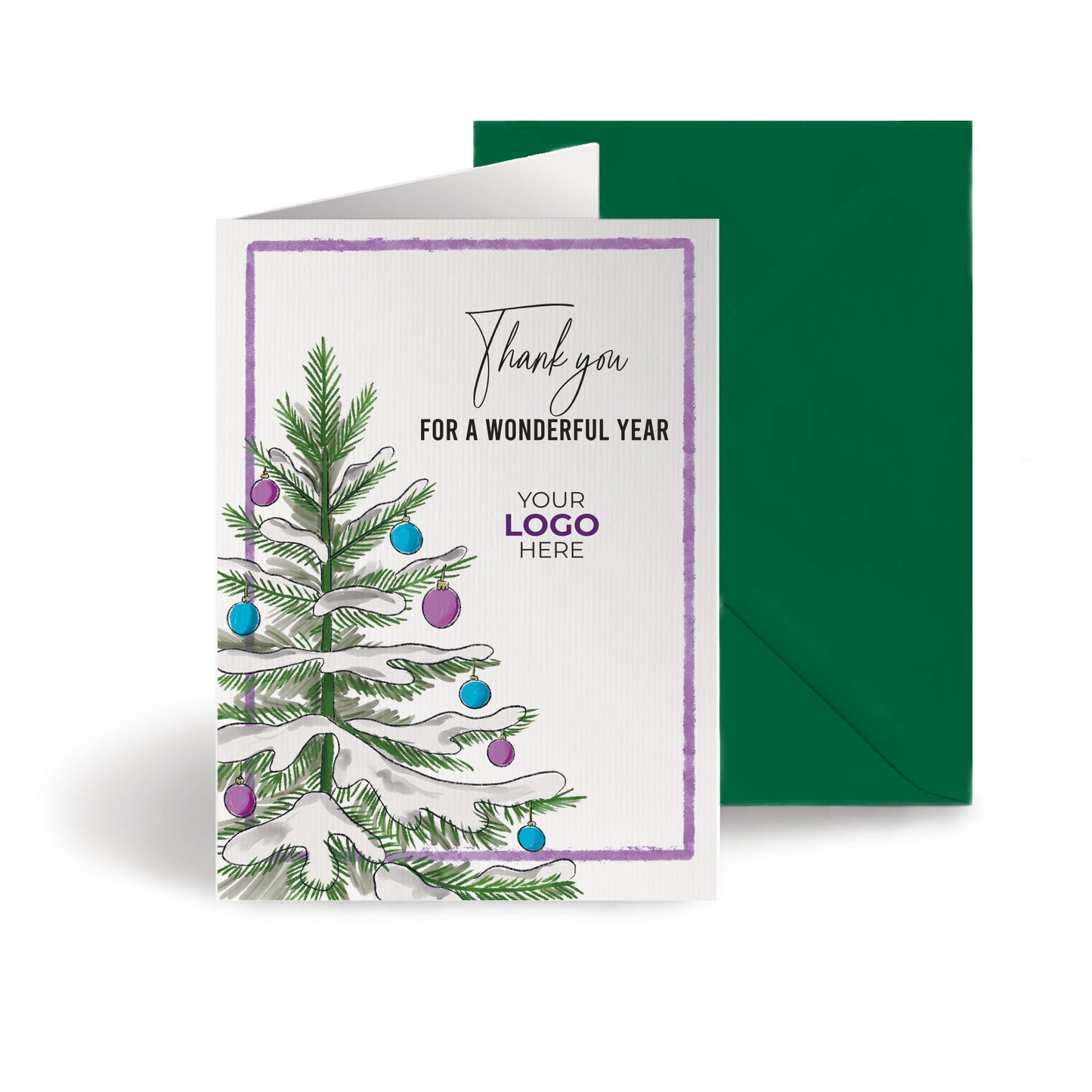 ‘Christmas Tree & Baubles' Personalised Company Christmas Cards image 0