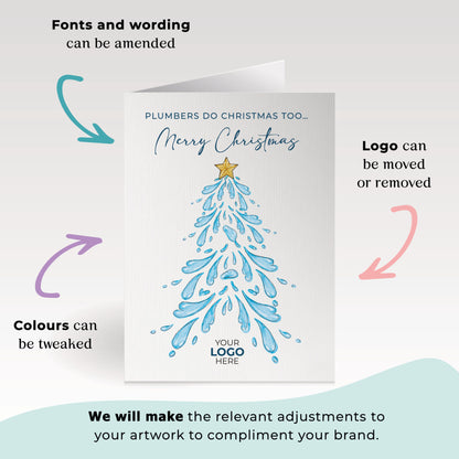 Water Christmas Tree' Personalised Corporate Branded Trades People Greeting Cards image 1