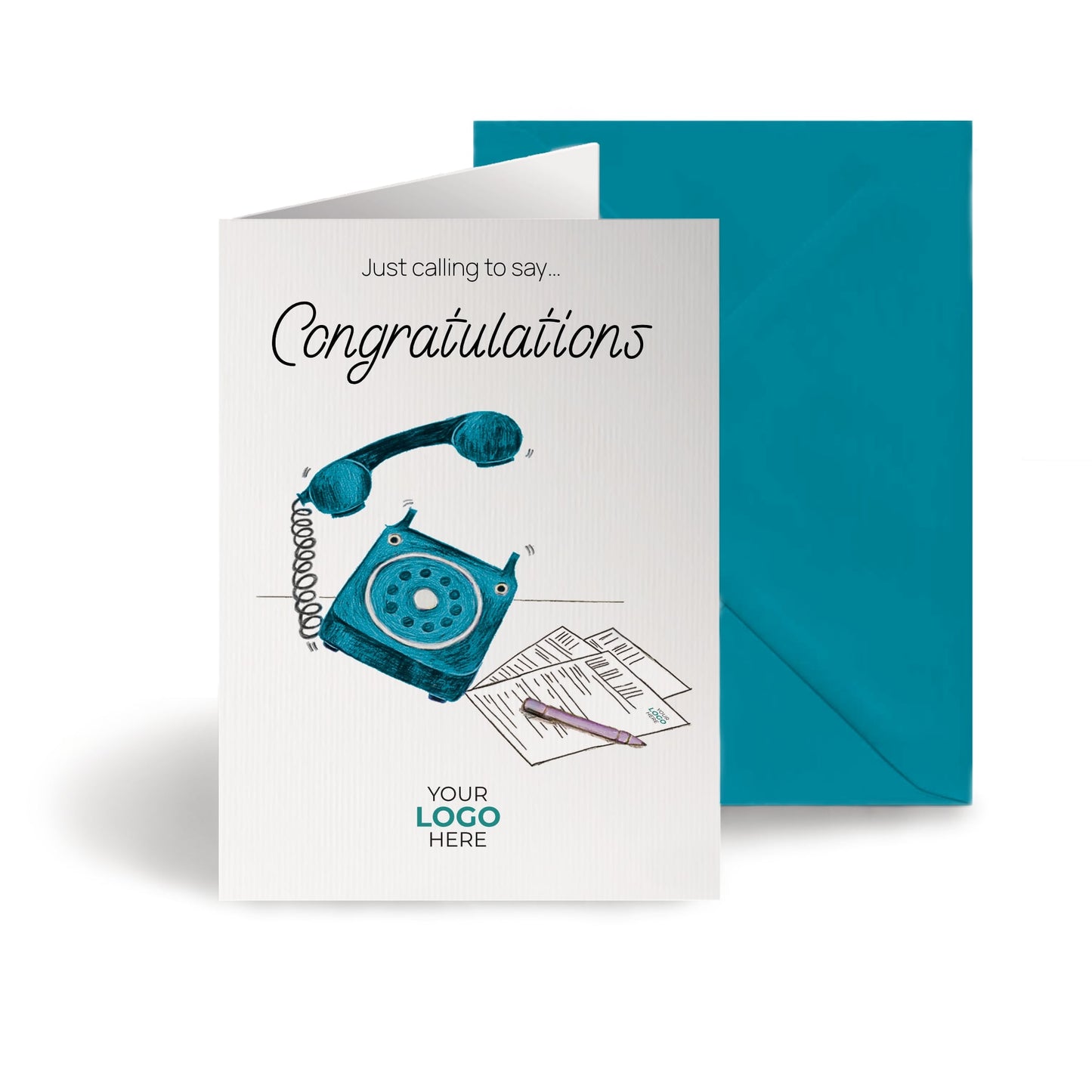 ‘Phone Calling’ Personalised Corporate Branded New Job Greeting Cards image 0