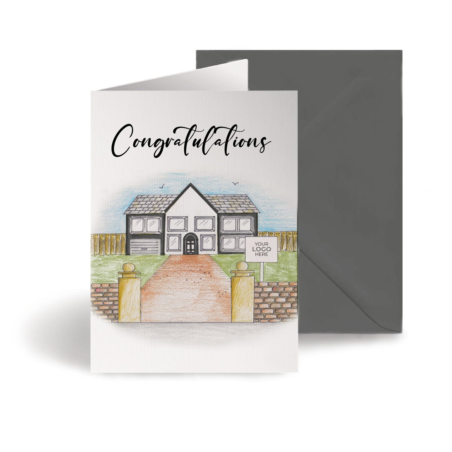 Pillar Entrance House' Personalised Corporate Branded Property Greeting Cards image 0