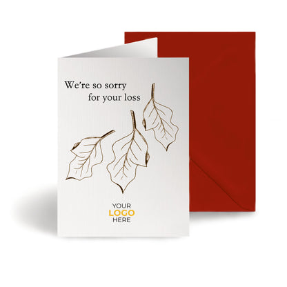 ‘Leaf Pattern’ Personalised Corporate Branded Sympathy Greeting Cards image 0