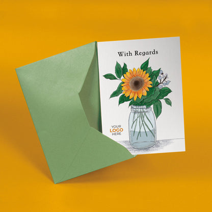 ‘Sunflower' Personalised Corporate Branded Floral Greeting Cards image 2