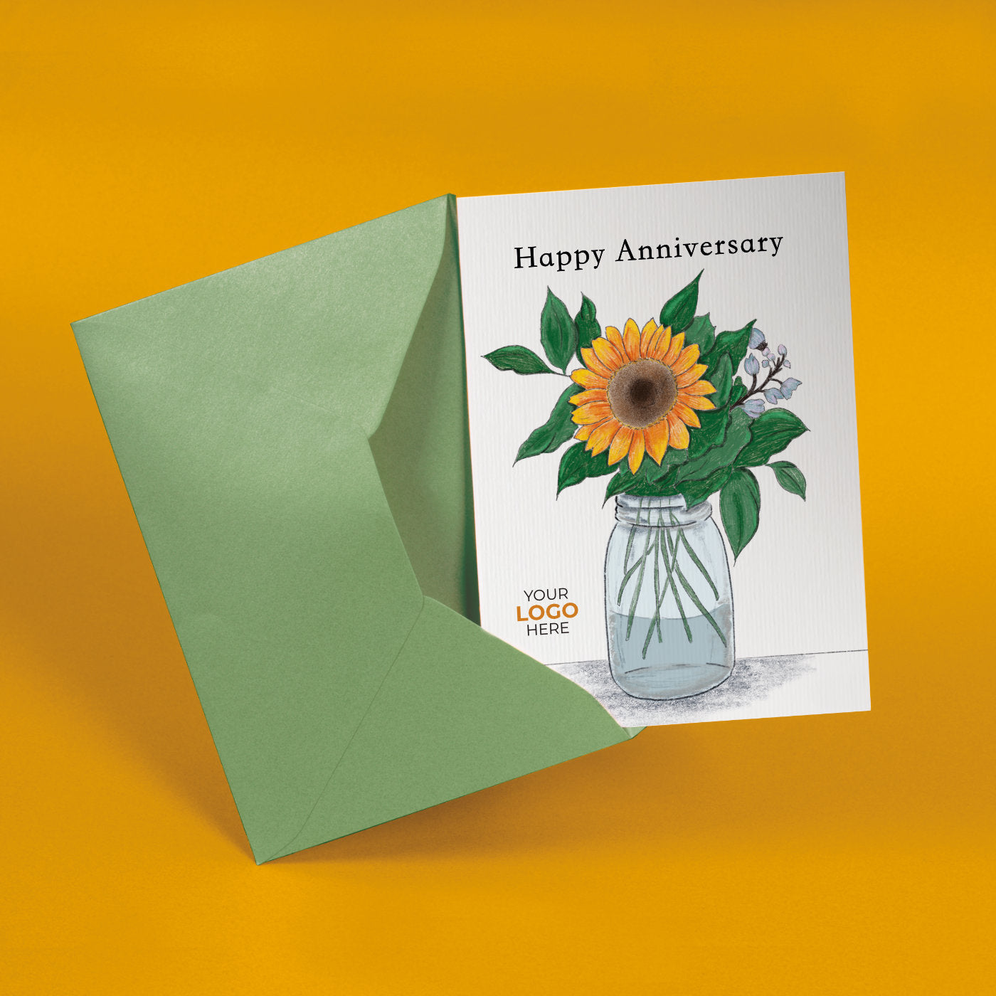 ‘Sunflower’ Personalised Corporate Branded Anniversary Greeting Cards image 2
