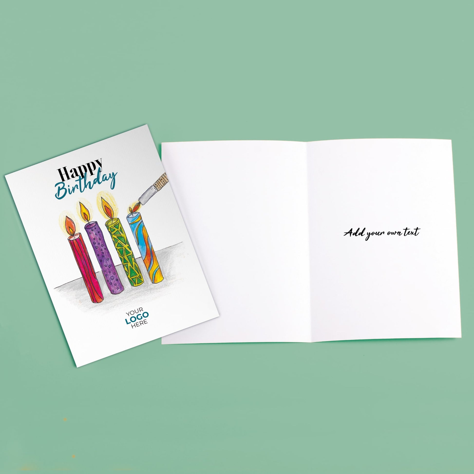 ‘Colourful Candles’ Personalised Corporate Branded Birthday Greeting Cards image 2