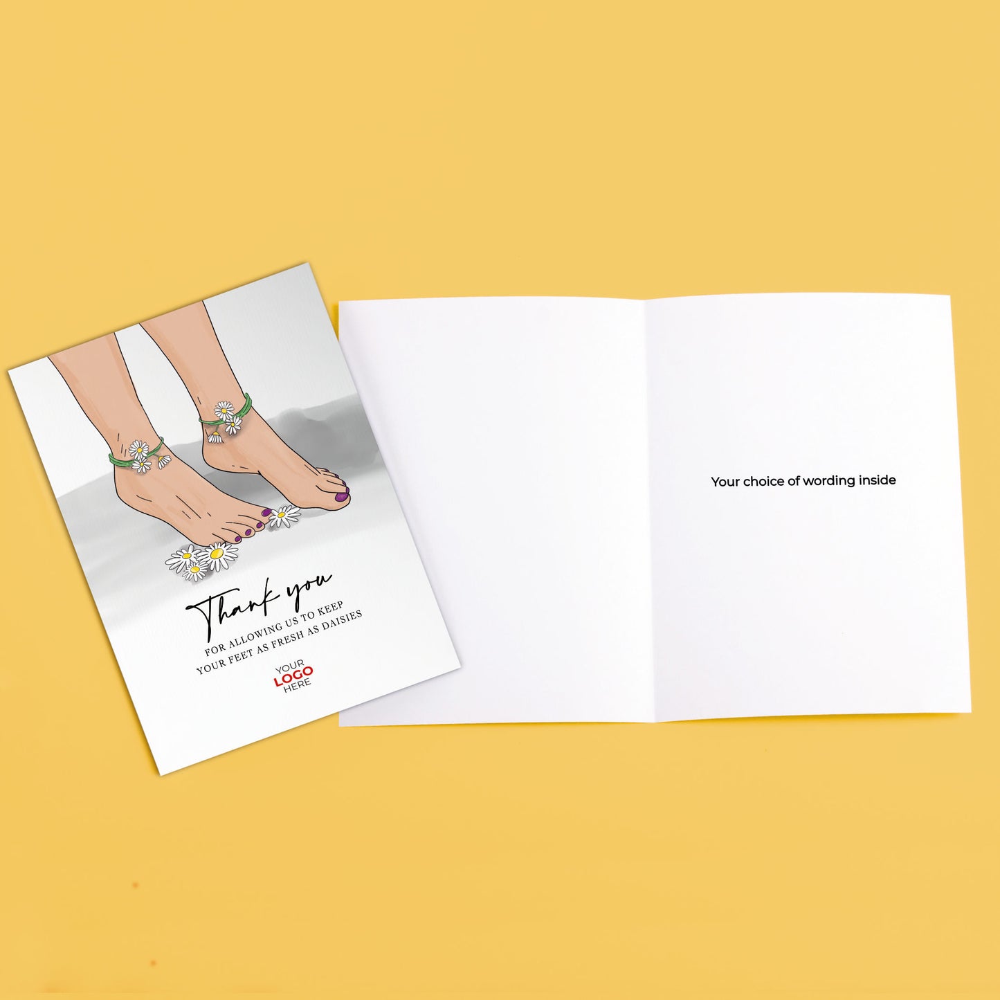 ‘Feet with Daisies’ Business Thank You Cards image 3