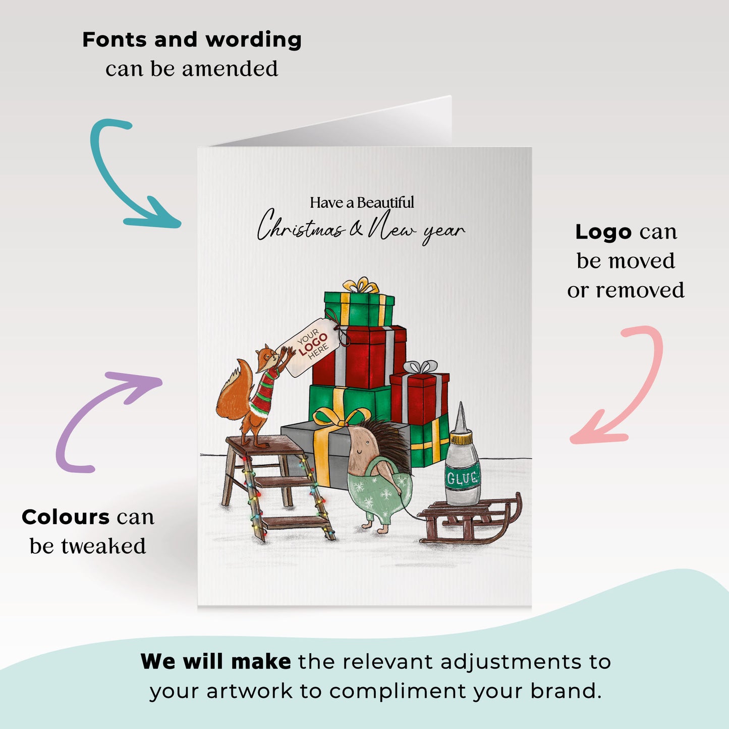 ‘Stacking Gifts' Personalised Company Christmas Cards image 2