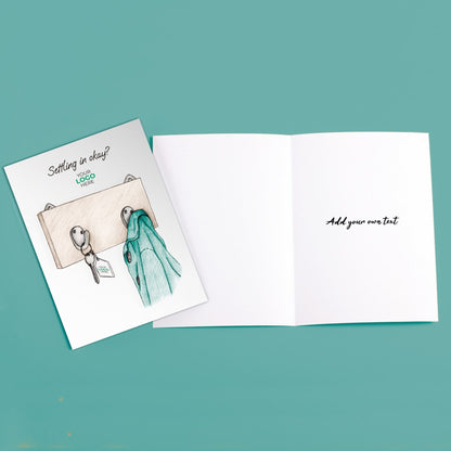 ‘Hanging Coat’ Personalised Corporate Branded Property Greeting Cards image 3