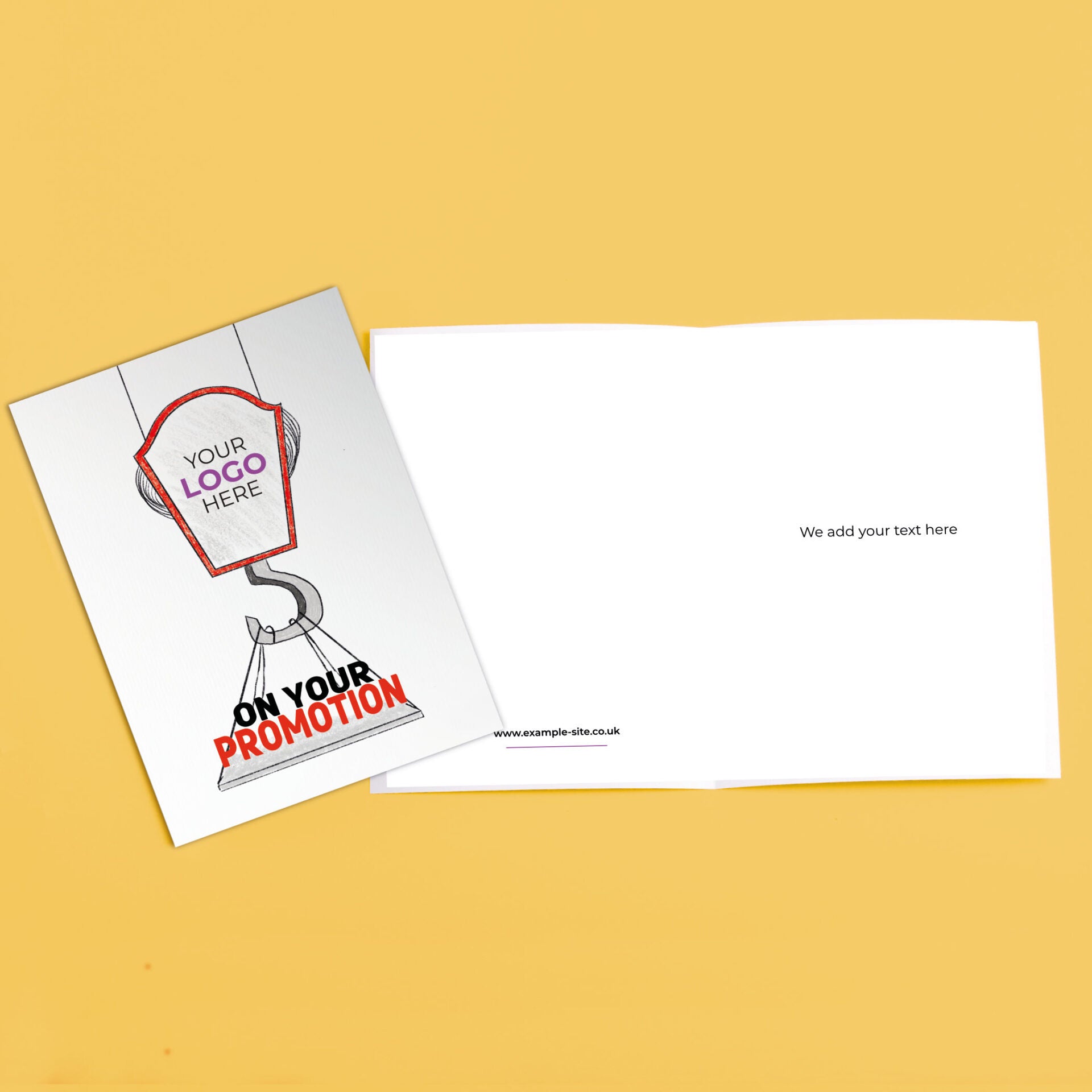 ‘Crane Lifting Promotion’ Personalised Corporate Branded New Job Greeting Cards image 3