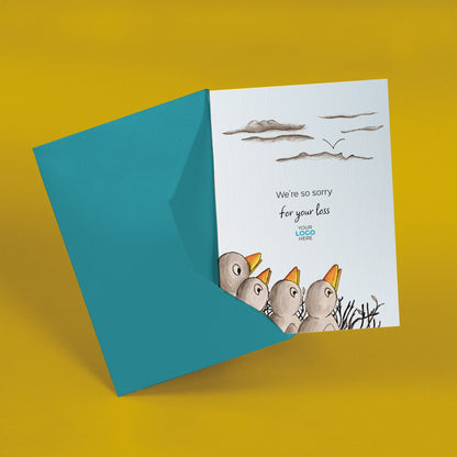 ‘Birds in Nest’ Personalised Corporate Branded Sympathy Greeting Cards image 2